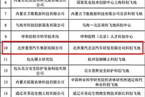 喜报！北奔重汽入选第二批自治区科创飞地