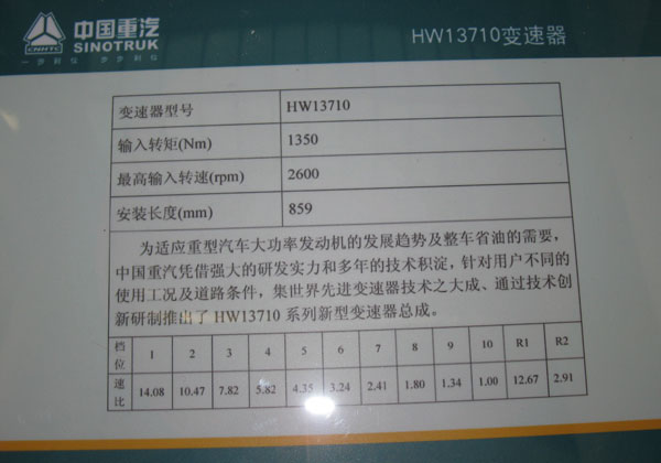 中国重汽HW13710变速器